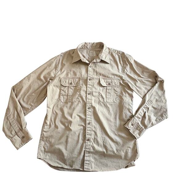 J Crew Broken in Chino Mens L shirt Khaki 100% Cotton VINTAGE GORPCORE preppy - Picture 5 of 10